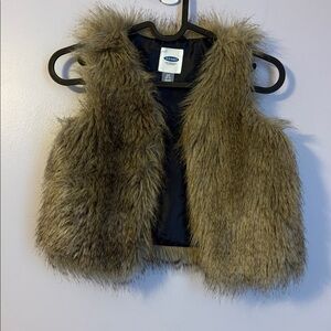 Old Navy Brown Tan Faux Fur Open Front Vest size S (6-7)